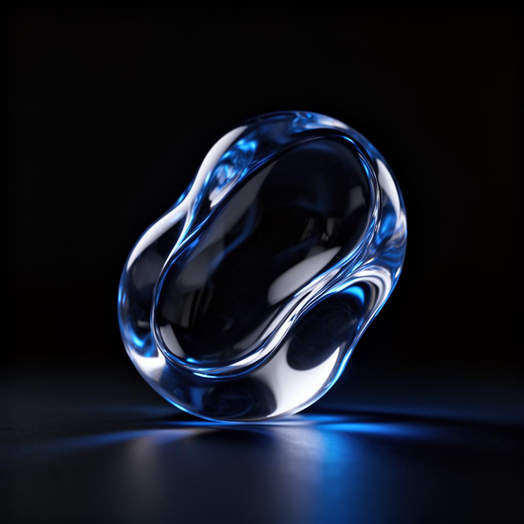 Abstrakte Glasskulptur mit blauen Lichtreflexionen – Symbolbild für HL Horizont